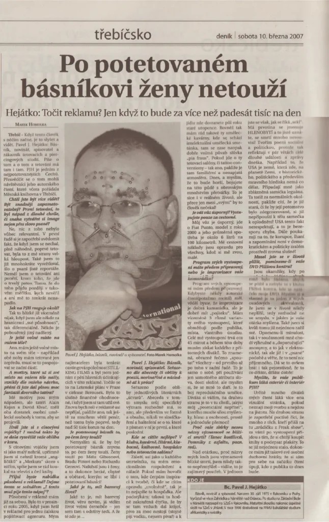 rozhovor po potetovanem basnikovi zeny netouzi